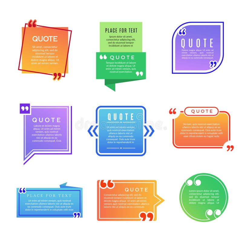Quote boxes. Paragraph marks comments shapes vector design template set stock illustration