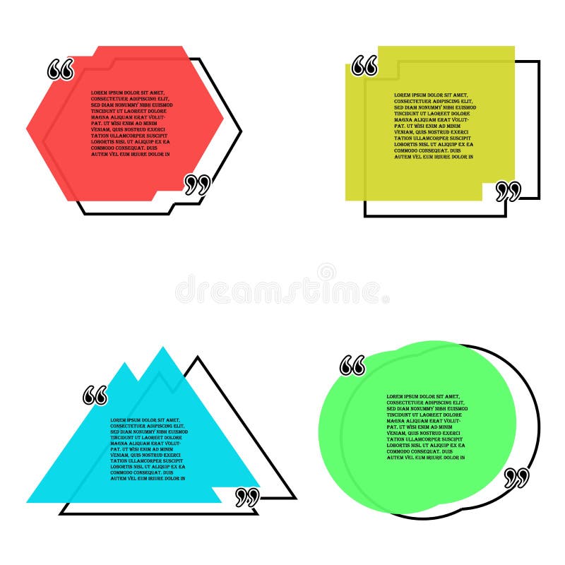 Quote Frames Template with 4 Geometric Pattern in Different Color by