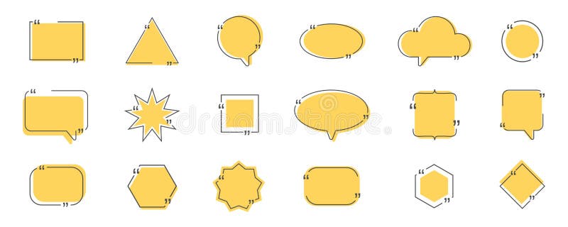 Quotte bubble set. Line text frame. Textbox template. Quotation title banner. Social media chat. Headline speech border vector illustration