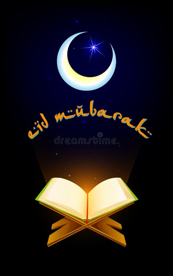 Quran on Eid Mubarak background royalty free illustration