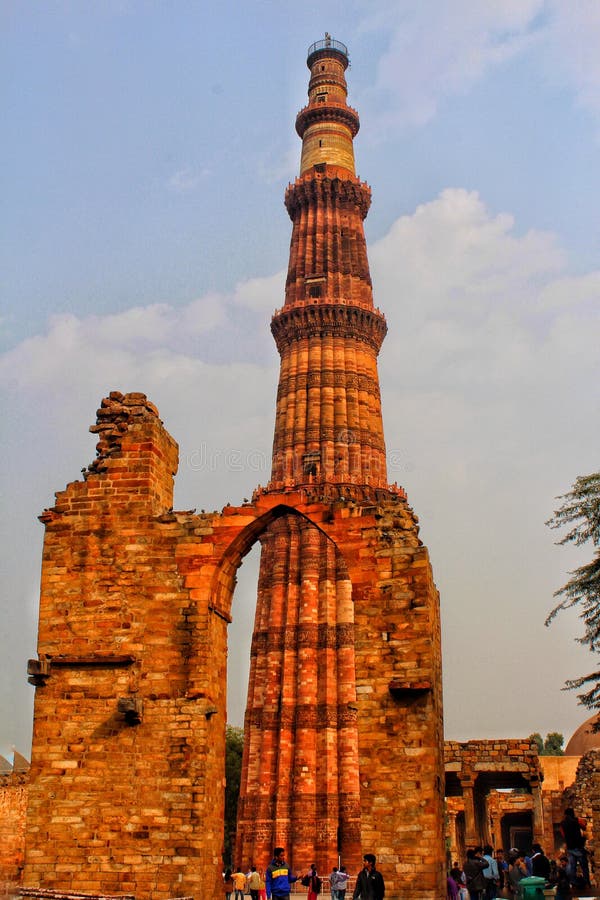 DELHI, INDIA - 7 March 2019, Qutub Minar, a minaret that forms part of the Qutab complex, a UNESCO World Heritage Site in the