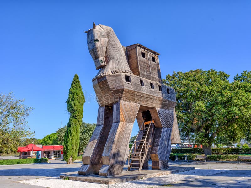 Canakkale Turquia Outubro 2016 Réplica Cavalo Tróia Madeira Cidade