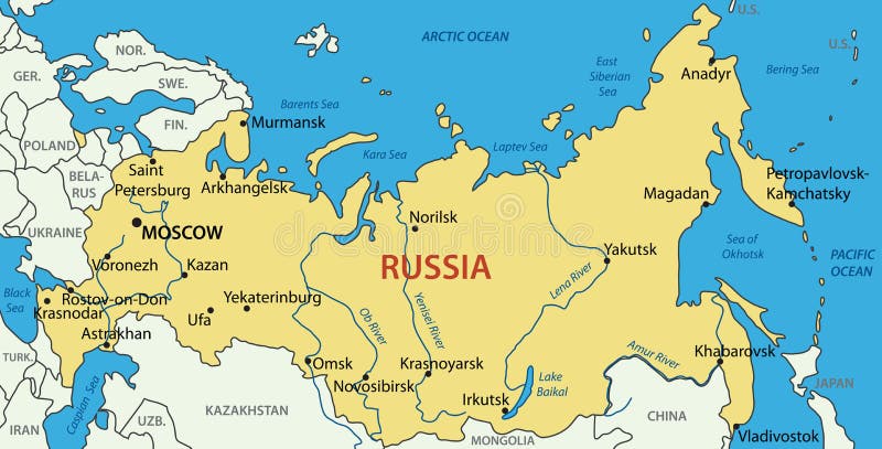 Mapa político de Rússia ilustração do vetor. Ilustração de fundo - 82697950