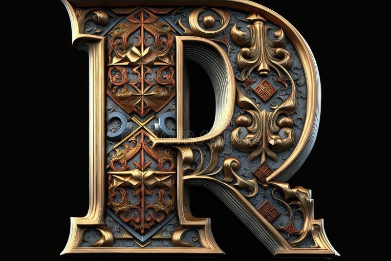 R 3d Medieval Letter Medieval Style Alphabet Collection Letter ...