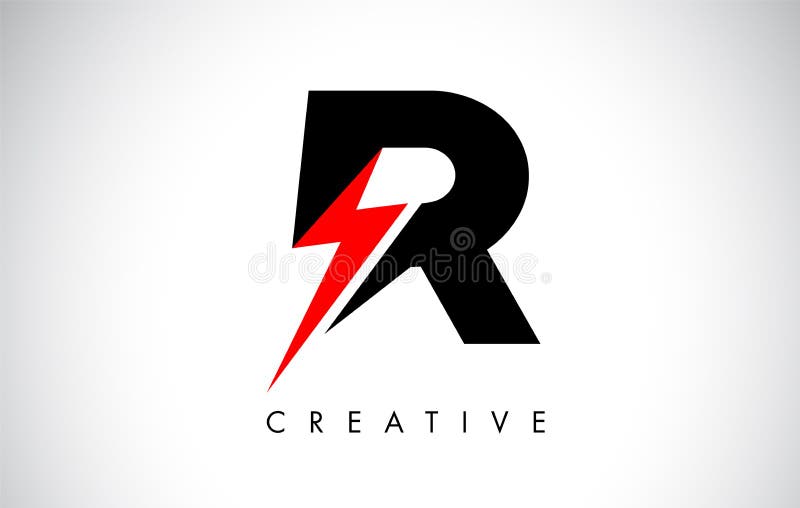 R Letter Logo Design With Lighting Thunder Bolt. Electric Bolt Letter Logo