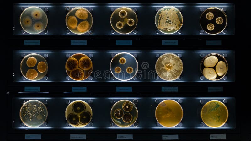 R??ne pr?bki z rodzajami bacterias ?yje przy pospolitymi gospodarstwo domowe rzeczami materac, but, moisturizer Penicillium chrys zdjęcia stock R??ne pr?bki z rodzajami bacterias ?yje przy pospolitymi gospodarstwo domowe rzeczami materac, but, moisturizer Penicillium chrys zdjęcia stock