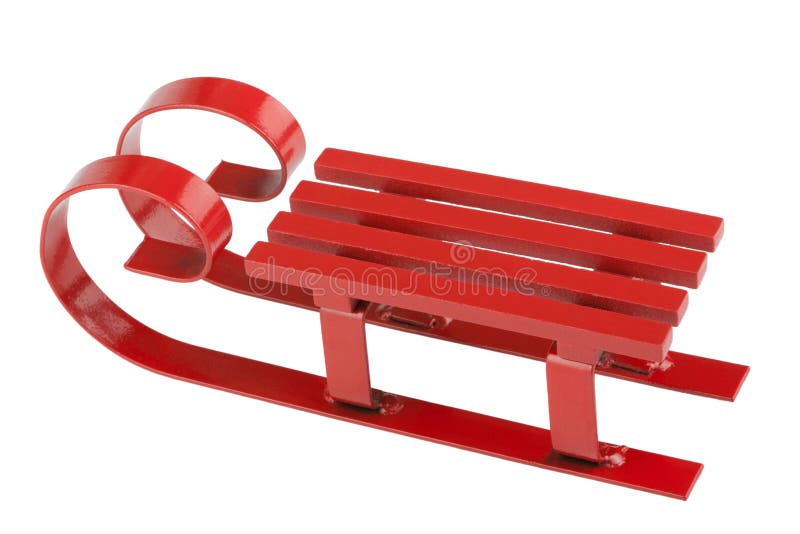 Red sled isolated in front of white background. Red sled isolated in front of white background