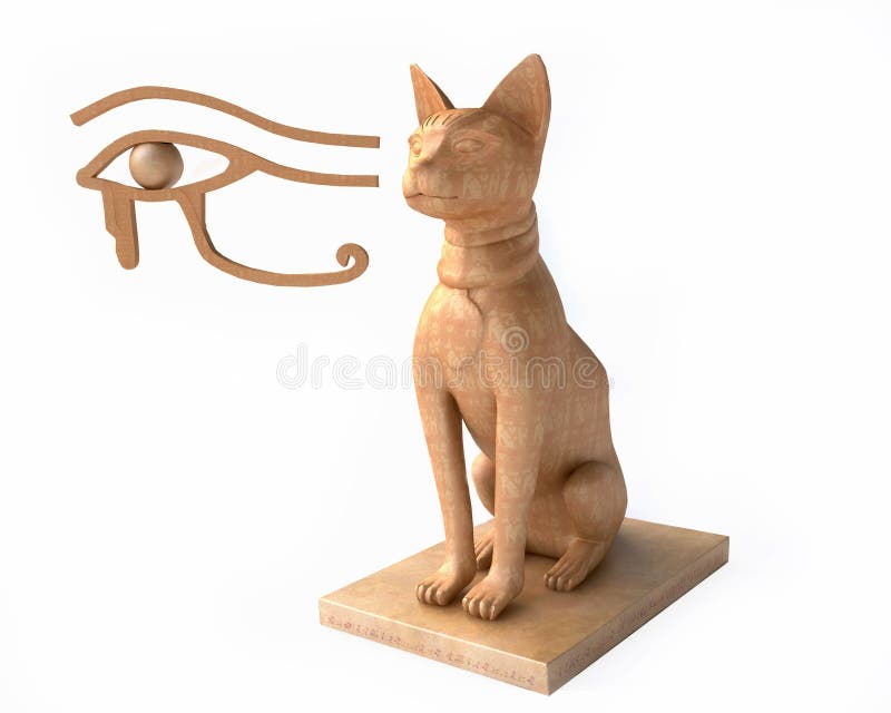 Gato egípcio. deusa bastet. gato preto com asas de escaravelho e colar de  ouro. satuette do antigo egito art. desenho animado 3d ícone do design.