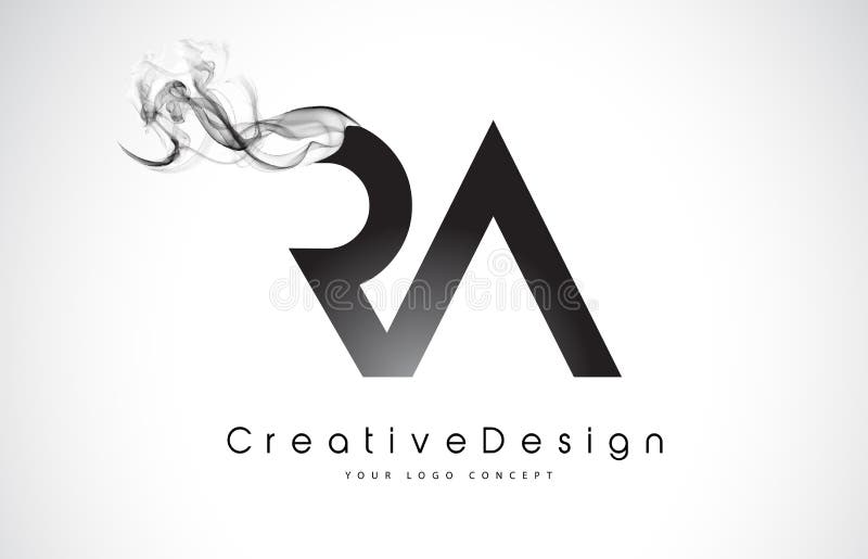 RA Letter Logo Design med svart rök vektor illustrationer