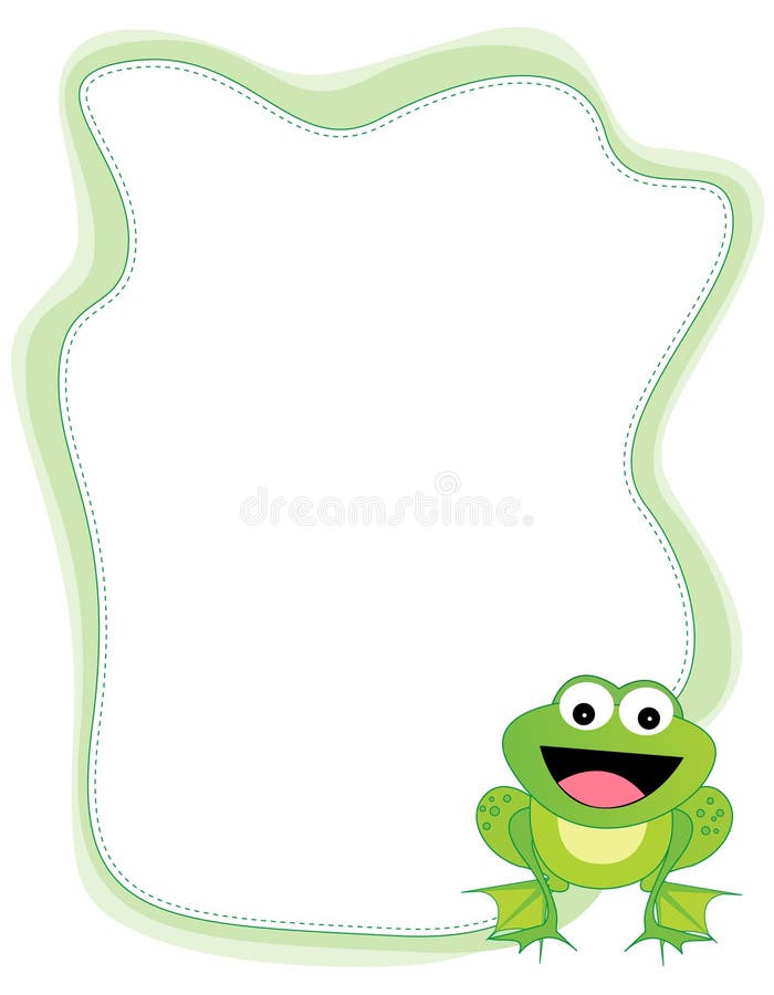 Cute little happy frog isolated on white background border / frame. Cute little happy frog isolated on white background border / frame