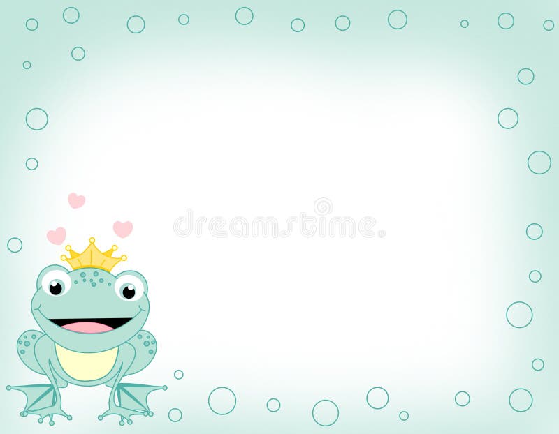 Cute little happy frog prince with a crown isolated on white background border / frame. Cute little happy frog prince with a crown isolated on white background border / frame