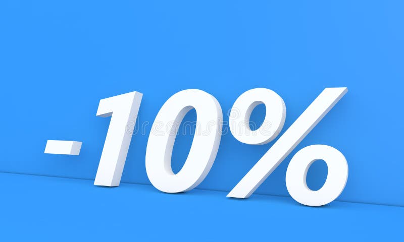 Rabatt 10 % av priset på reklamvaror. stock illustrationer