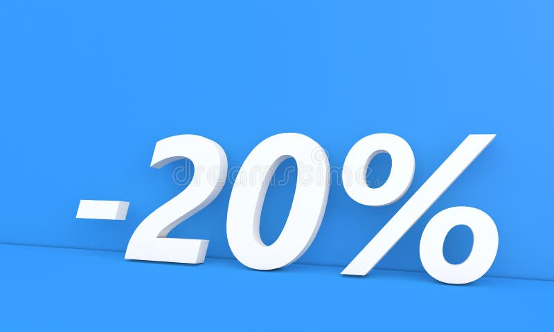Rabatt 20 % av priset på reklamvaror. stock illustrationer