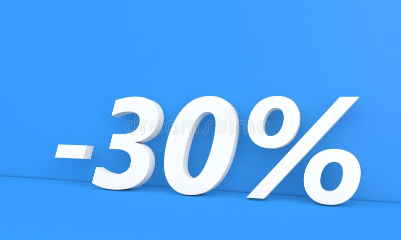 Rabatt 30 % av priset på reklamvaror. royaltyfri illustrationer