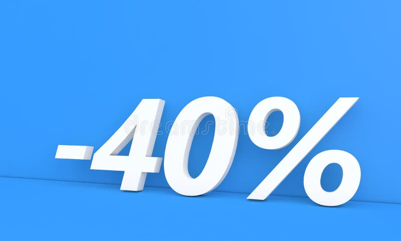 Rabatt 40 % av priset på reklamvaror. royaltyfri illustrationer