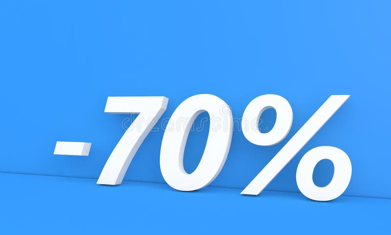 Rabatt 70 % av priset på reklamvaror. royaltyfri illustrationer