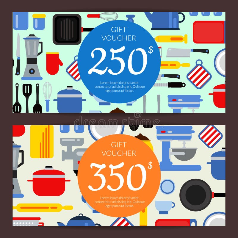 Rabatt för köksgeråd för vektorlägenhetstil stock illustrationer Rabatt för köksgeråd för vektorlägenhetstil stock illustrationer