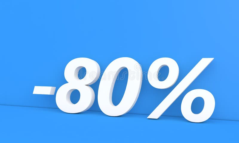 Rabatt på 80 % av priset på reklamvaror. royaltyfri illustrationer