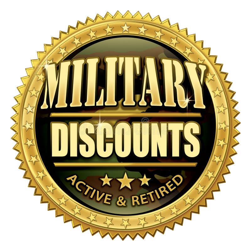 Gold and camouflage badge icon to promote discounts for enlisted active duty and retired military personnel. CLIPPING PATH included. Gold and camouflage badge icon to promote discounts for enlisted active duty and retired military personnel. CLIPPING PATH included.