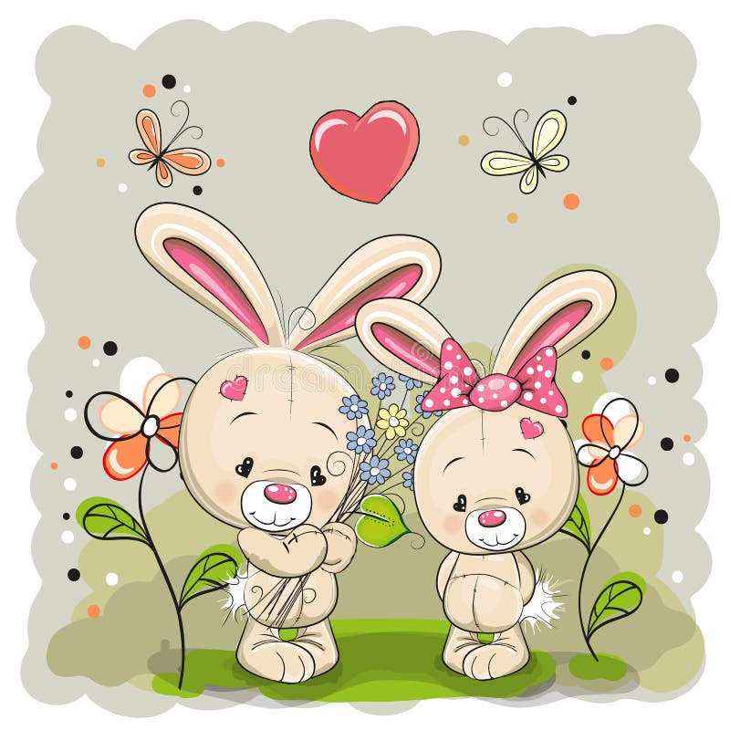 Rabbit boy and girl stock vector. Illustration of meadow 75993723