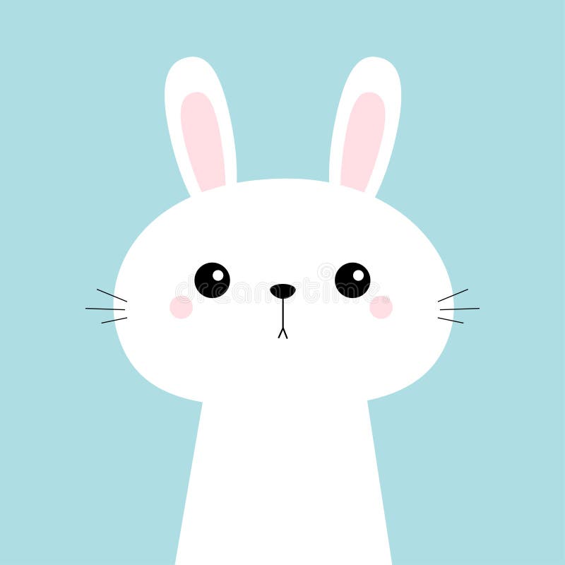 Cute Rabbit Bunny Face In Kawaii Style Vector Clip Art Stock