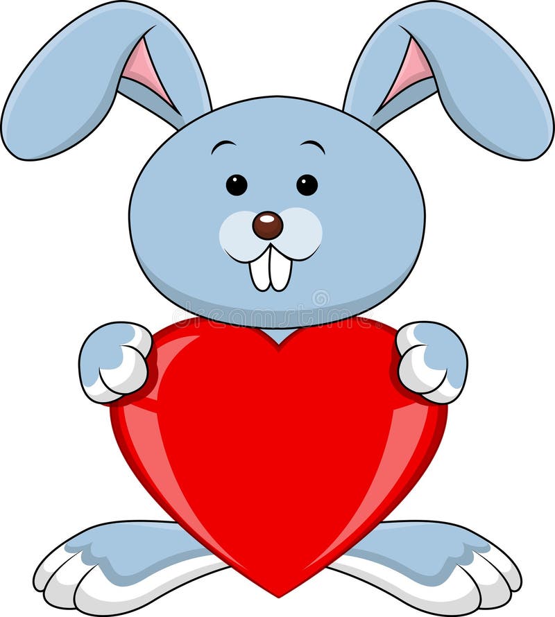 Rabbit Cartoon With Red Heart Stock Vector Illustration of cute, illustration 28724548