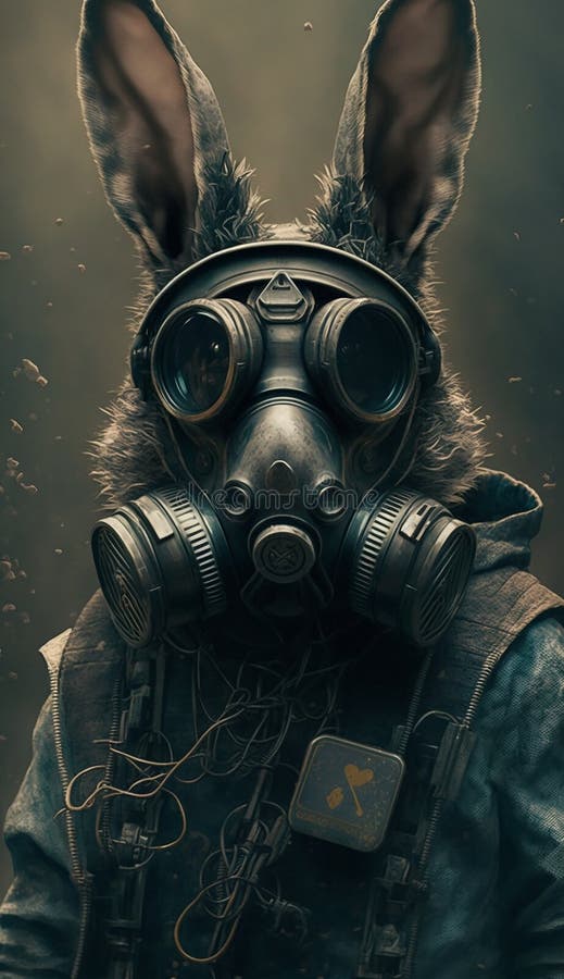 Bunny Rabbit Character in Gasmask Closeup. Created Using Ai Generative ...