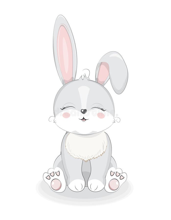 Cute grey rabbit stock vector. Illustration of card - 176386106