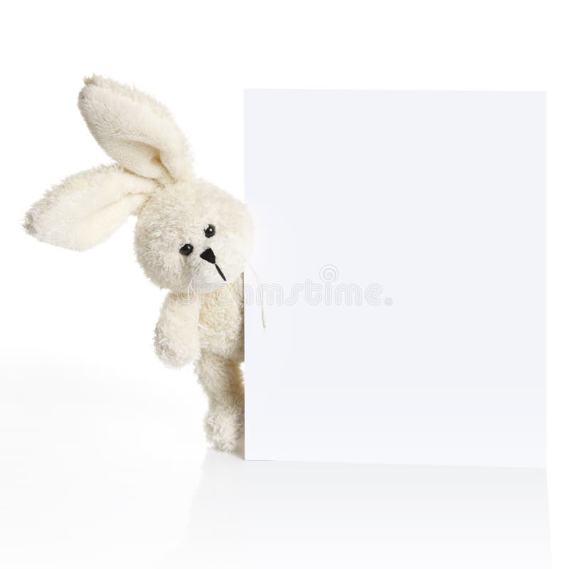 Rabbit Ears Look Out from Behind a White Paper Stock Image Image of