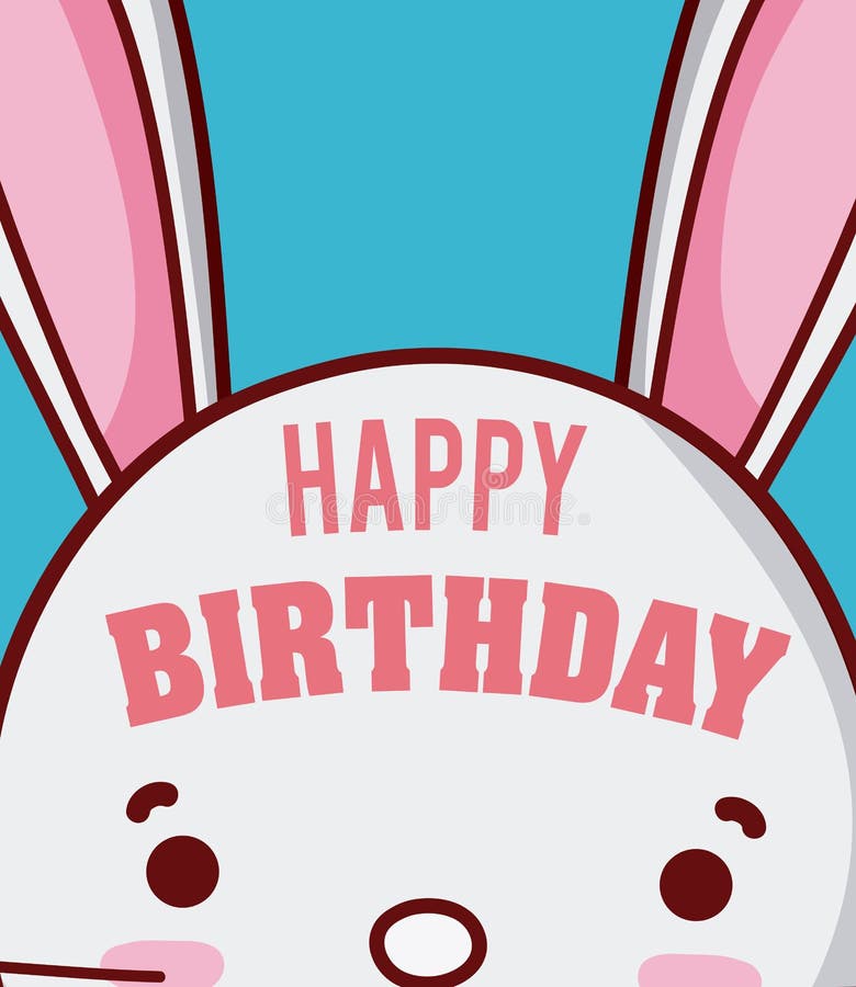 Rabbit happy birthday card stock vector. Illustration of greeting ...