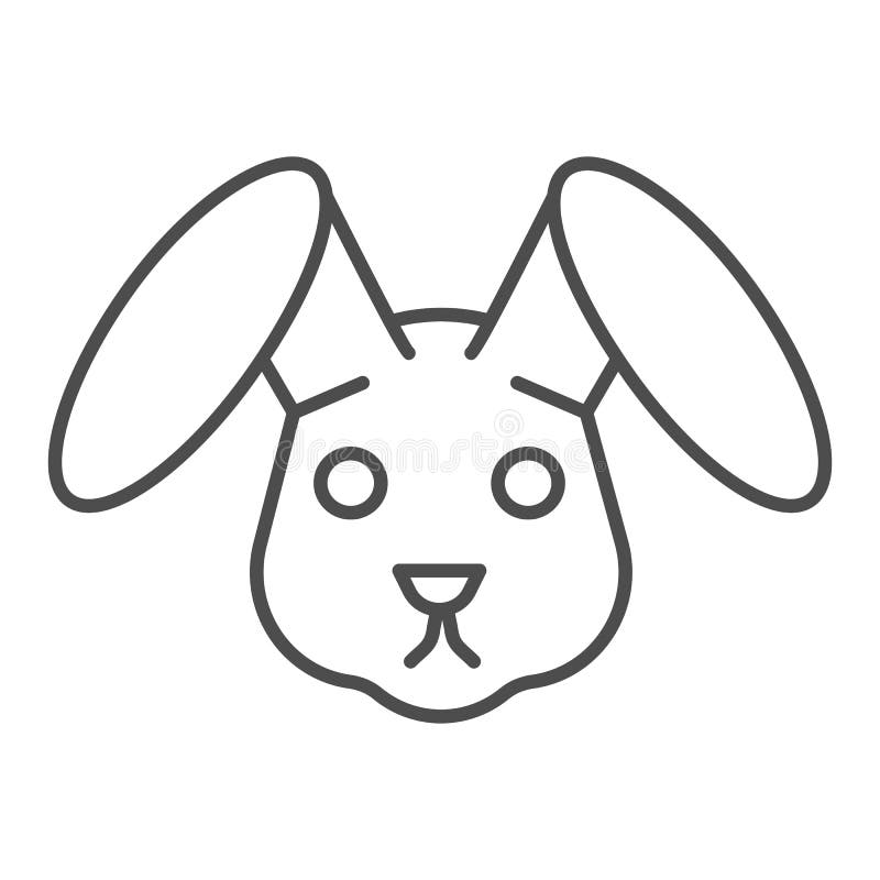 Rabbit Head Thin Line Icon. Easter Bunny, Cute Animal Face Simple