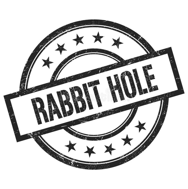 RABBIT HOLE Text Written on Black Vintage Round Stamp Stock