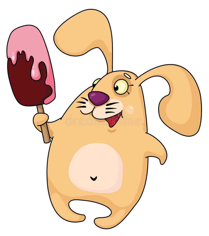 Rabbit with ice cream stock vector. Illustration of cream 16368327