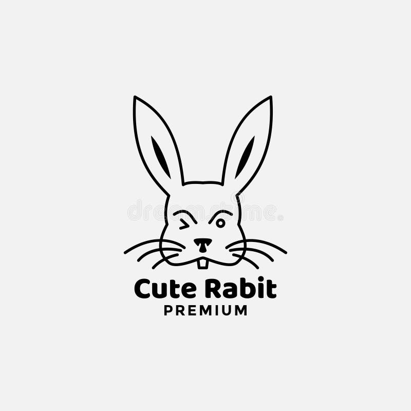 Rabbit Line Cute Head Face Minimalist Style Silhouette Logo Design ...