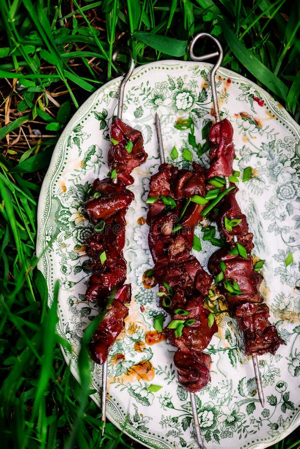 Rabbit Liver Kebab Skewers with Sauce Stock Image Image of dinner, food 220249309