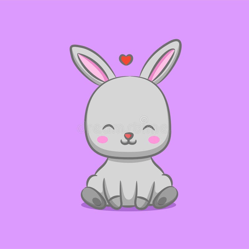 The rabbit with long ears is sitting under love sign of illustration vektorillustrasjon