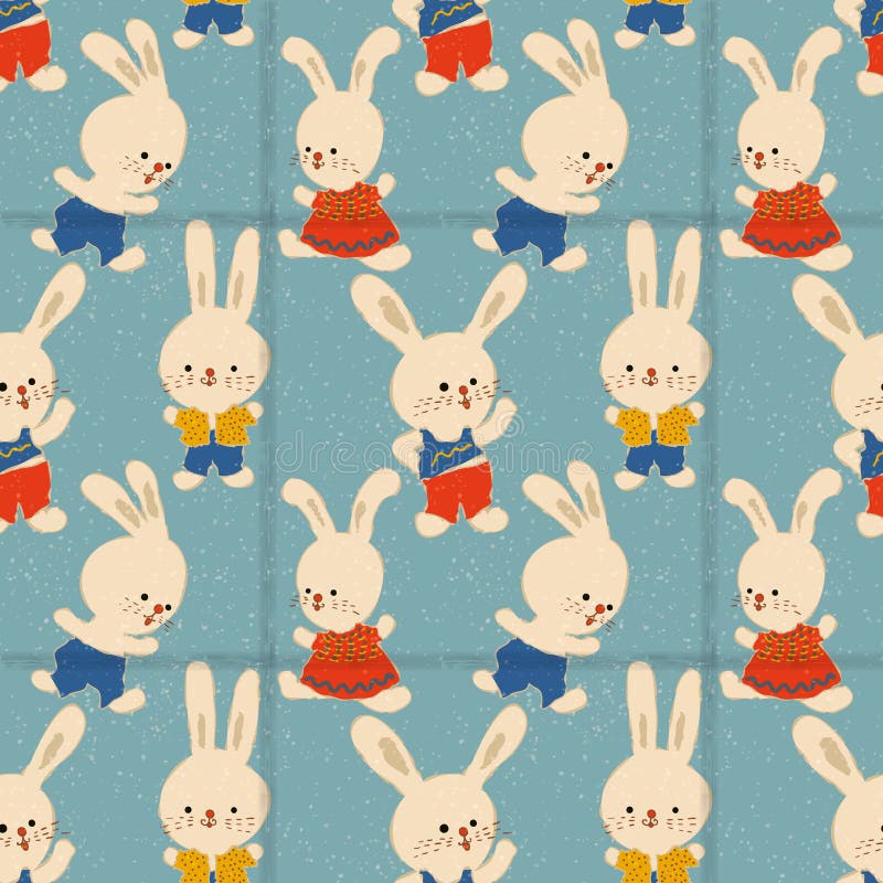 Download Happy Easter Seamless Pattern With White Rabbits Ornament ...