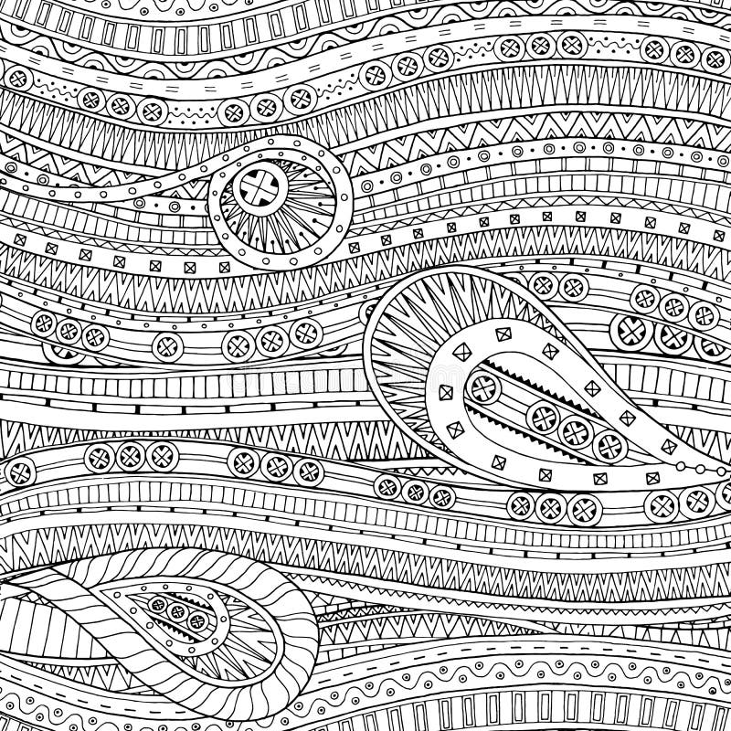 Doodle background in vector with doodles and ethnic pattern. Vector ethnic pattern can be used for wallpaper, pattern fills, coloring books and pages for kids and adults. Black and white. Doodle background in vector with doodles and ethnic pattern. Vector ethnic pattern can be used for wallpaper, pattern fills, coloring books and pages for kids and adults. Black and white.