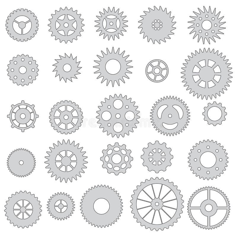 Raccolta degli ingranaggi, isolata illustrazione di stock Raccolta degli ingranaggi, isolata illustrazione di stock