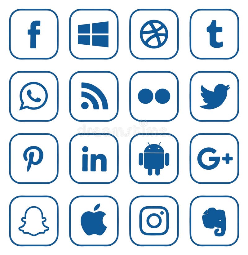 Raccolta del logos sociale popolare di media illustrazione vettoriale Raccolta del logos sociale popolare di media illustrazione vettoriale