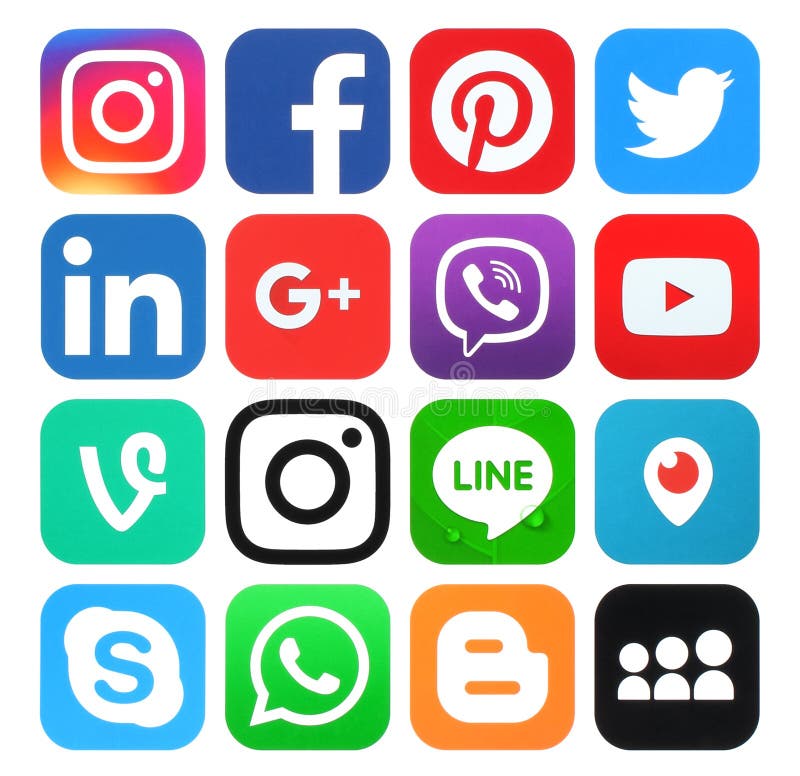 Raccolta del logos sociale popolare di media fotografia stock Raccolta del logos sociale popolare di media fotografia stock