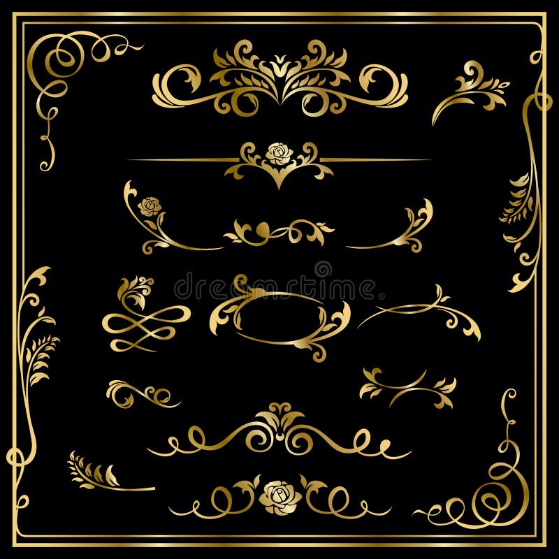 Raccolta del telaio d'annata disegnato a mano per la decorazione del testo in VE illustrazione di stock Raccolta del telaio d'annata disegnato a mano per la decorazione del testo in VE illustrazione di stock