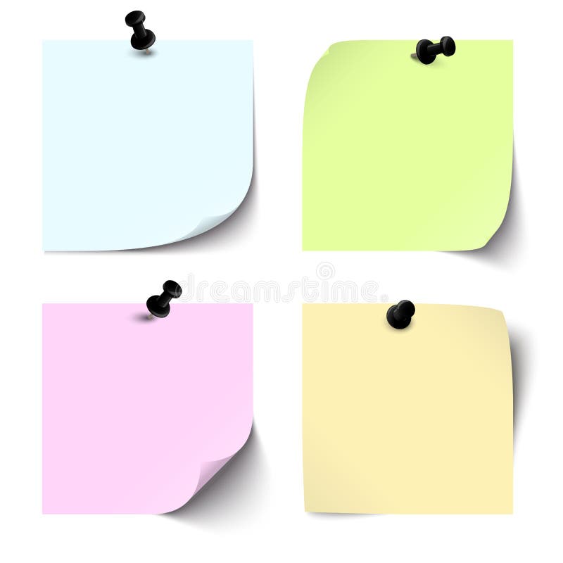 Raccolta delle note appiccicose colorate spazio in bianco illustrazione di stock