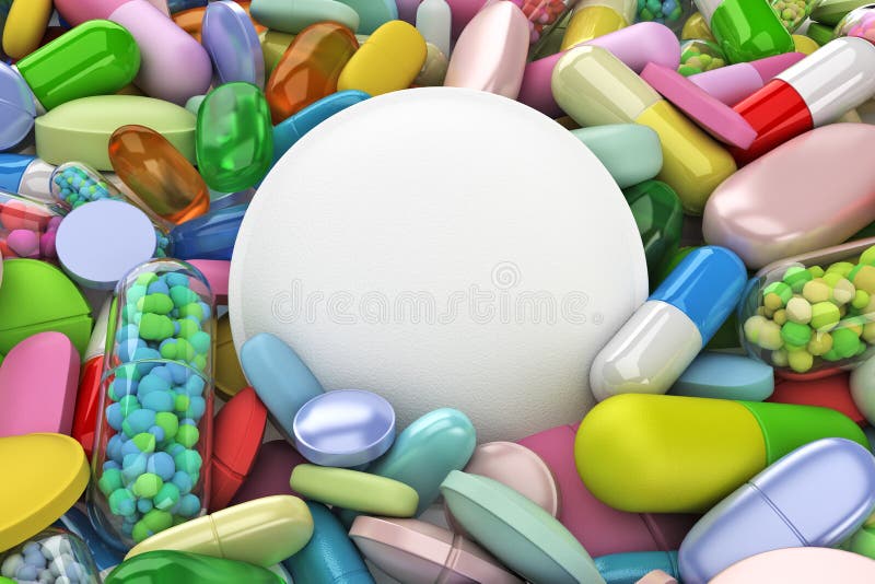 Raccolta delle pillole variopinte - 3d rendono royalty illustrazione gratis
