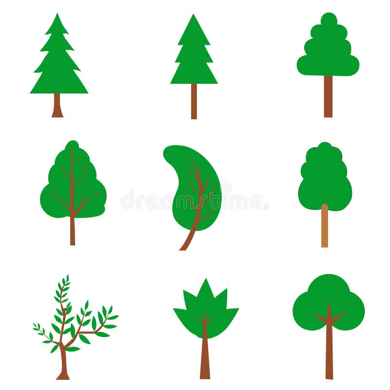 Raccolta di vettore delle illustrazioni degli alberi royalty illustrazione gratis Raccolta di vettore delle illustrazioni degli alberi royalty illustrazione gratis