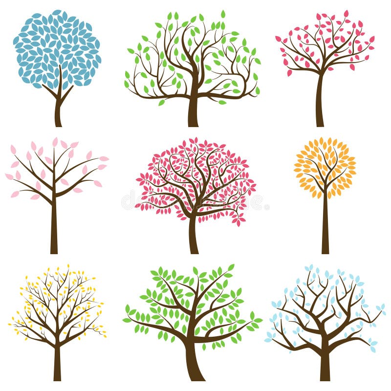 Raccolta di vettore delle siluette dell'albero illustrazione di stock Raccolta di vettore delle siluette dell'albero illustrazione di stock