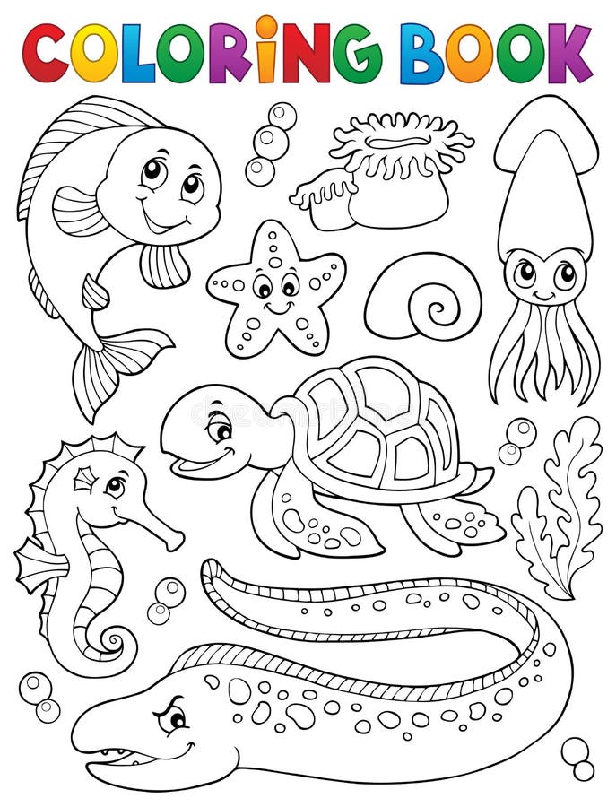 Raccolta 1 di vita di mare del libro da colorare - illustrazione di vettore eps10