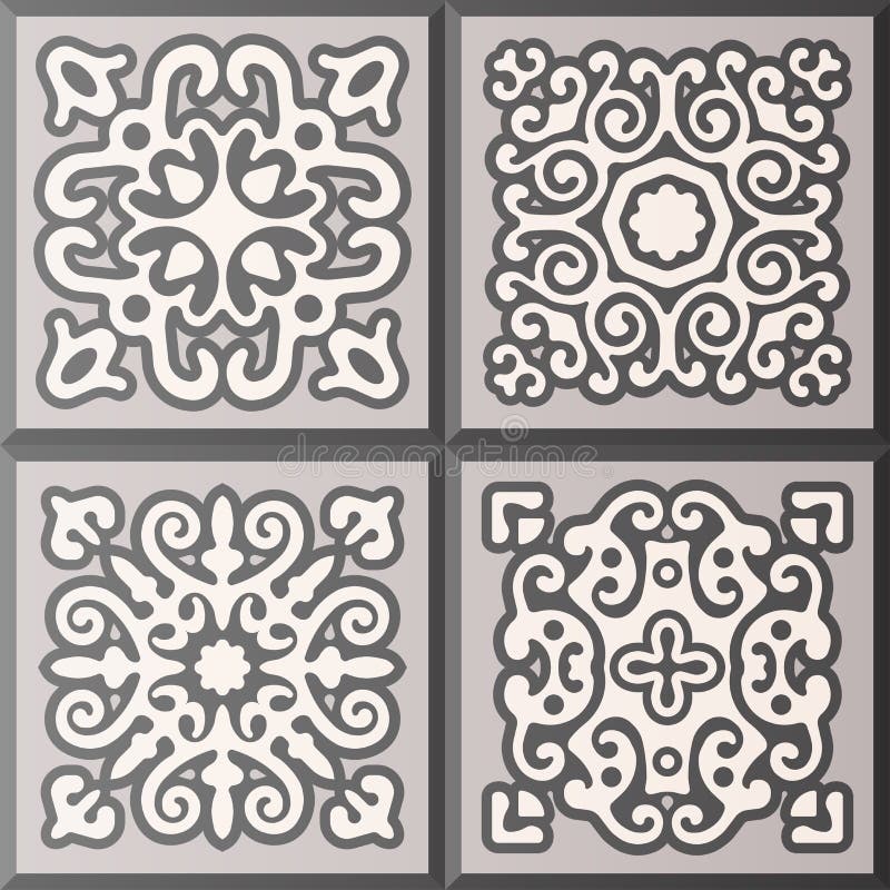 Raccolta modellata ornamentale delle mattonelle dell'estratto Insieme originale di vettore di vecchia decorazione di motivo illustrazione di stock Raccolta modellata ornamentale delle mattonelle dell'estratto Insieme originale di vettore di vecchia decorazione di motivo illustrazione di stock