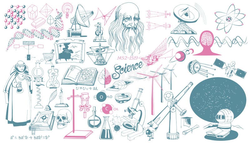 Raccolta scientifica disegnata a mano delle icone illustrazione di stock Raccolta scientifica disegnata a mano delle icone illustrazione di stock