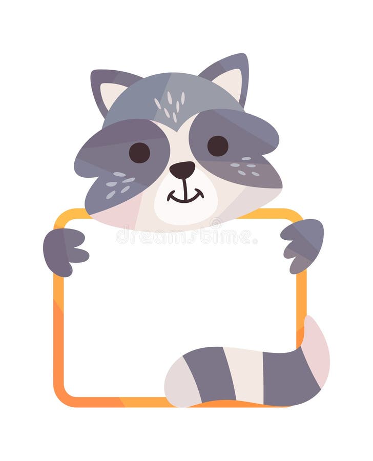 Raccoon de Kawaii sosteniendo caricatura del marco ilustración del vector